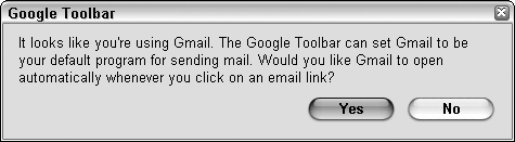 Add Gmail to the Google Toolbar.