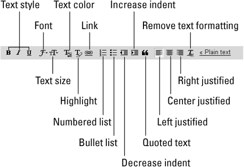 Use these toolbar options for formatting your email message.