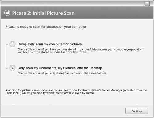 Start by selecting what areas of your computer to scan for images.