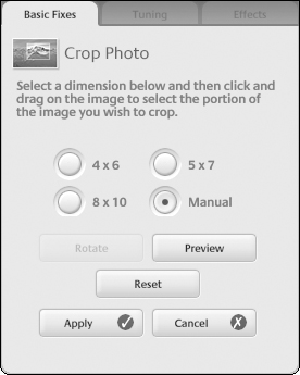 Choose the crop dimensions in the Crop Photo screen.