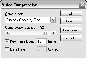 Select the type of compression and how it is applied in your movie.