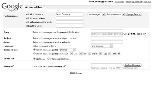 Focus your search through Google Groups using Advanced Search.