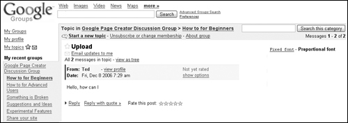 Read and respond to messages posted to Google Groups.