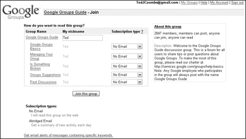 Select the way you want to review postings, by abridged e-mail or no e-mail.