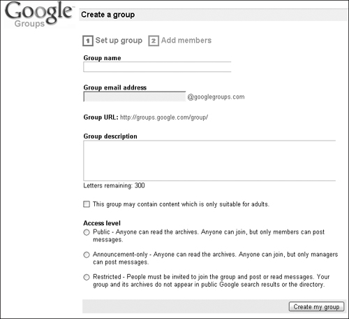 Complete this form to create a new group.