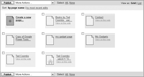 Move between Web pages on your site using Page Manager.