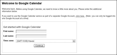 Signing up for Google Calendar is simple.