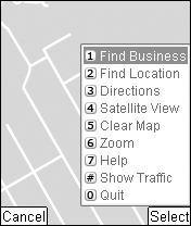 Select a map feature from the menu.