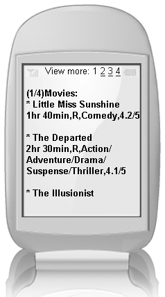 Typing films and a ZIP code returns all the movie showtimes in or near that ZIP code.