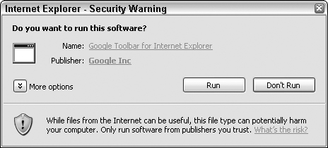 Internet Explorer may display a warning.