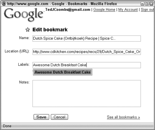 Save your bookmark information to Google so you can access it from anywhere.