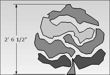 Add the dimensions of an object, like the height of the shrub, on the model for reference.