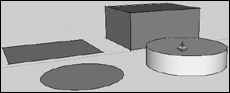 Use the Push/Pull tool to change a 2-D square to a 3-D cube (left) or a 2-D circle to a 3-D cylinder (right).