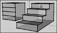 Use the Push/Pull tool to modify the faces on a cube (left) to a staircase configuration (right).