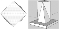 After the rotation is applied, it’s difficult to see the effect from the Top view (left), but easily seen in the default view (right).