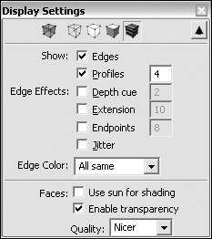 Choose a display type and specify other display options such as edges and profiles in the Display Settings dialog box.