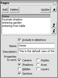 Add and configure pages in the dialog box to include in your slide show.