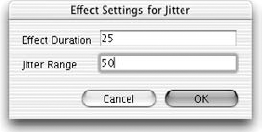 The Settings dialog box for custom Timeline effects may have a more generic appearance than the Settings dialog box for built-in Timeline effects.