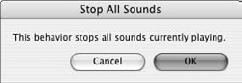 The Stop All Sounds behavior dialog box