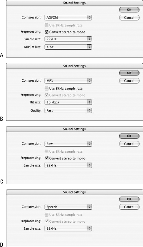 The various options in the Sound Settings dialog box