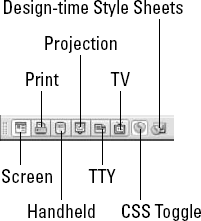 The Style Rendering toolbar not only allows you to quickly switch between CSS media types, but you can also toggle CSS rendering on and off.