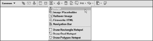 Graphic-related objects are grouped under the Images menu in the Common category.