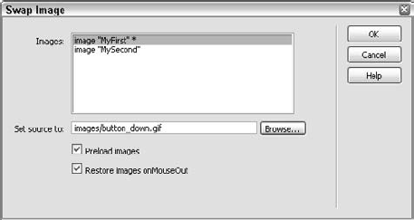 The Swap Image action is used primarily for handling button rollovers.
