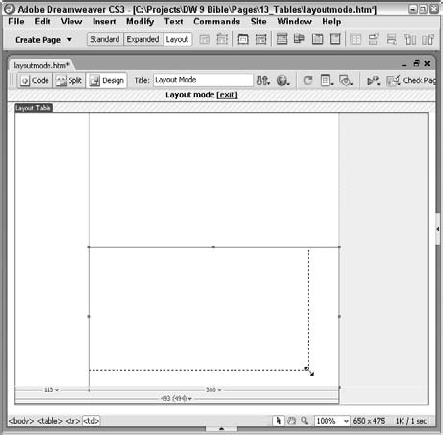 Use the Draw Layout Cell command to define the basic page structure in Layout mode.