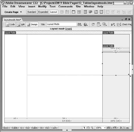 Nested tables are easily added with the Draw Layout Table command.