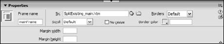 The Frame Property inspector enables you to name the frame and control all the frame's attributes.