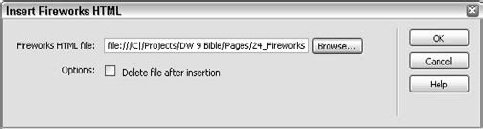 Import Fireworks code directly into Dreamweaver with the Insert Fireworks HTML object.