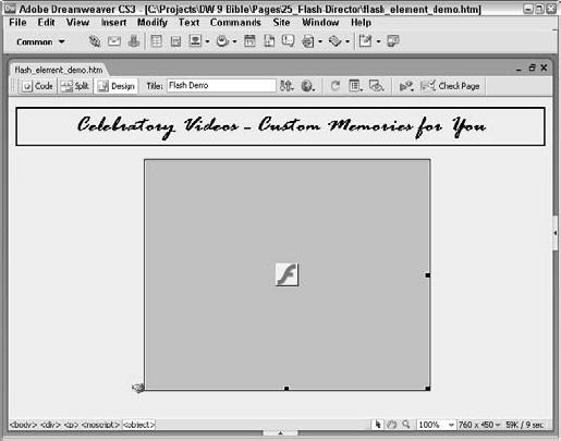 Dreamweaver includes many interface elements for working with Shockwave and Flash.