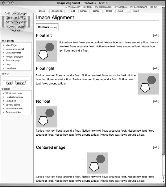 Image alignment using float properties