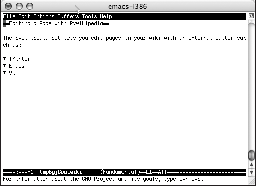 Editing wikitext using Emacs