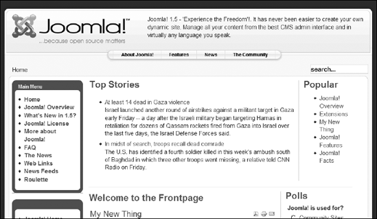 Including a Web feed on a Joomla page automatically displays new stories as they are added to the feed.
