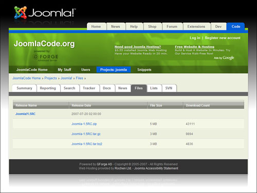 Joomla 1.5 files