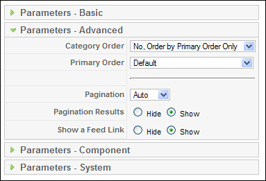 Section Blog Layout advanced parameters
