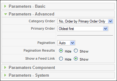 Advanced article parameters