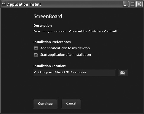 The Windows installer provides the option of adding a desktop shortcut for the new application.