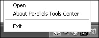 The system tray menu for a program on Windows.