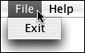 The File menu, with its one menu item, as part of the application menu on Mac OS X.