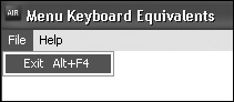 The File menu on Windows now shows that ALT + F4 is the keyboard equivalent for Exit.
