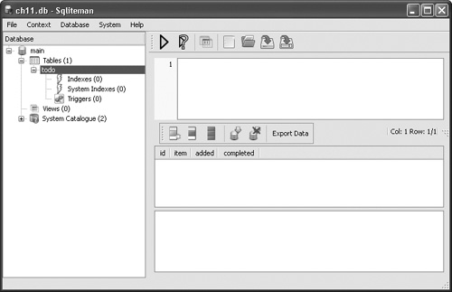 Using Sqliteman on Windows, I can see the tables in an SQLite database and view the records in it.