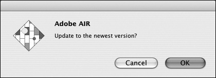 If a new version of the application is available, the user is asked whether to perform an update.