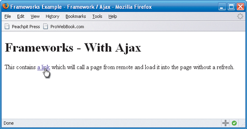 A sample document with a link that executes some Ajax using jQuery.