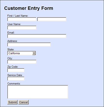 HTML Customer Entry Form with link to Dojo