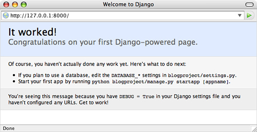Django’s initial It worked! screen