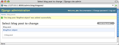 Successfully saving your first blog entry