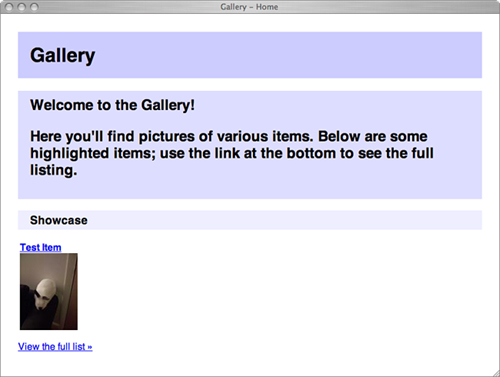 The gallery index page