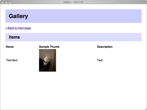 The gallery listing page